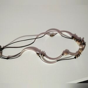 Lizzy James Wrap Bracelet. Black Leather. Mixed Metals Beads. Made in the USA.